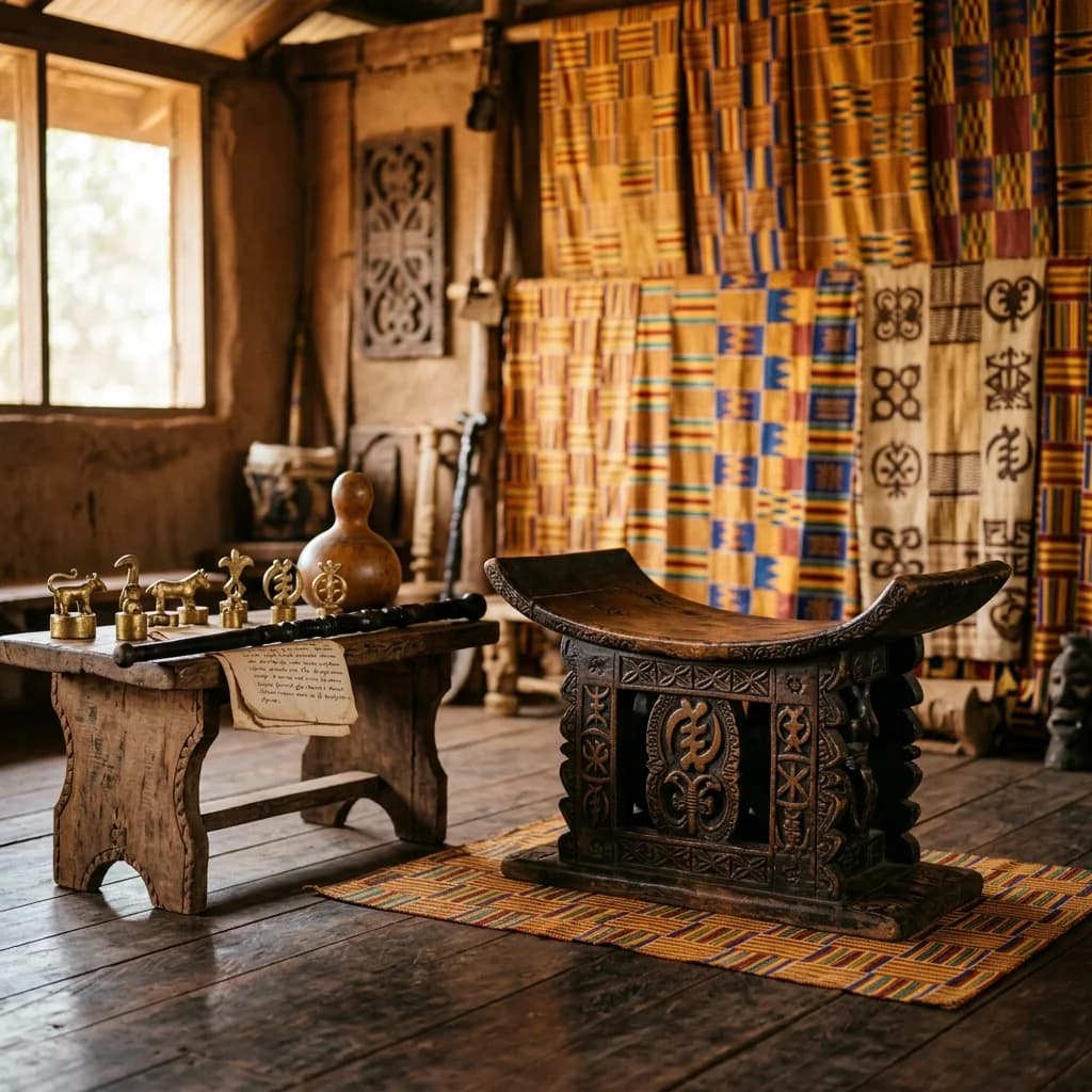 A traditional Ghanaian stool representing customary legal authority